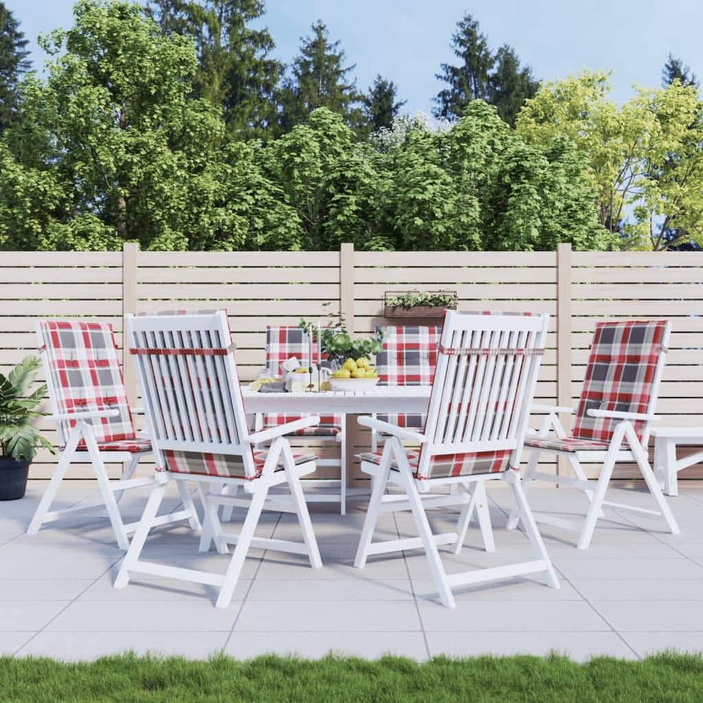 PANGIVO - Coussins de chaise de jardin polyester carreaux rouges 120 x 50 x 3 cm - PANGIVO - Image 1