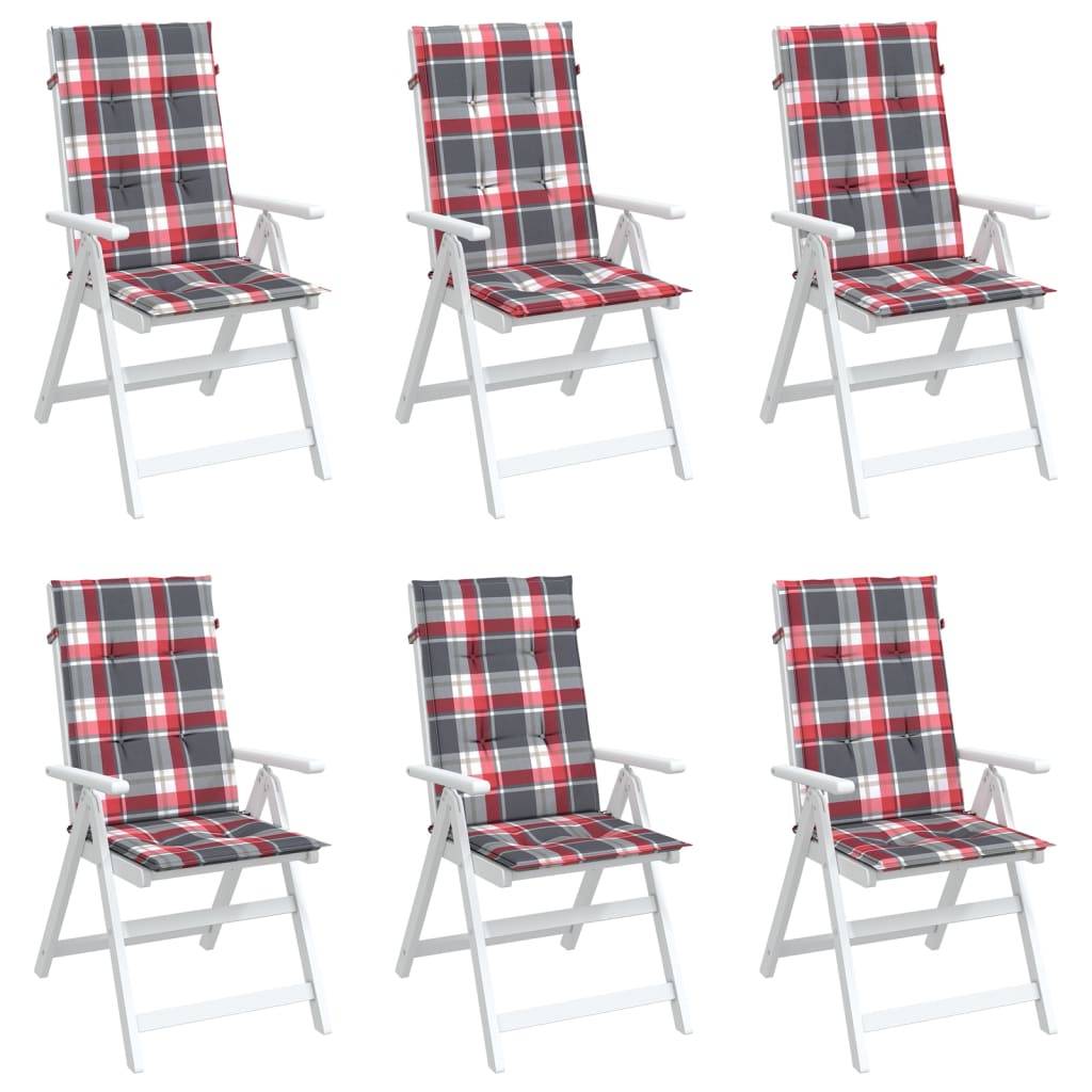 PANGIVO - Coussins de chaise de jardin polyester carreaux rouges 120 x 50 x 3 cm - PANGIVO - Image 4