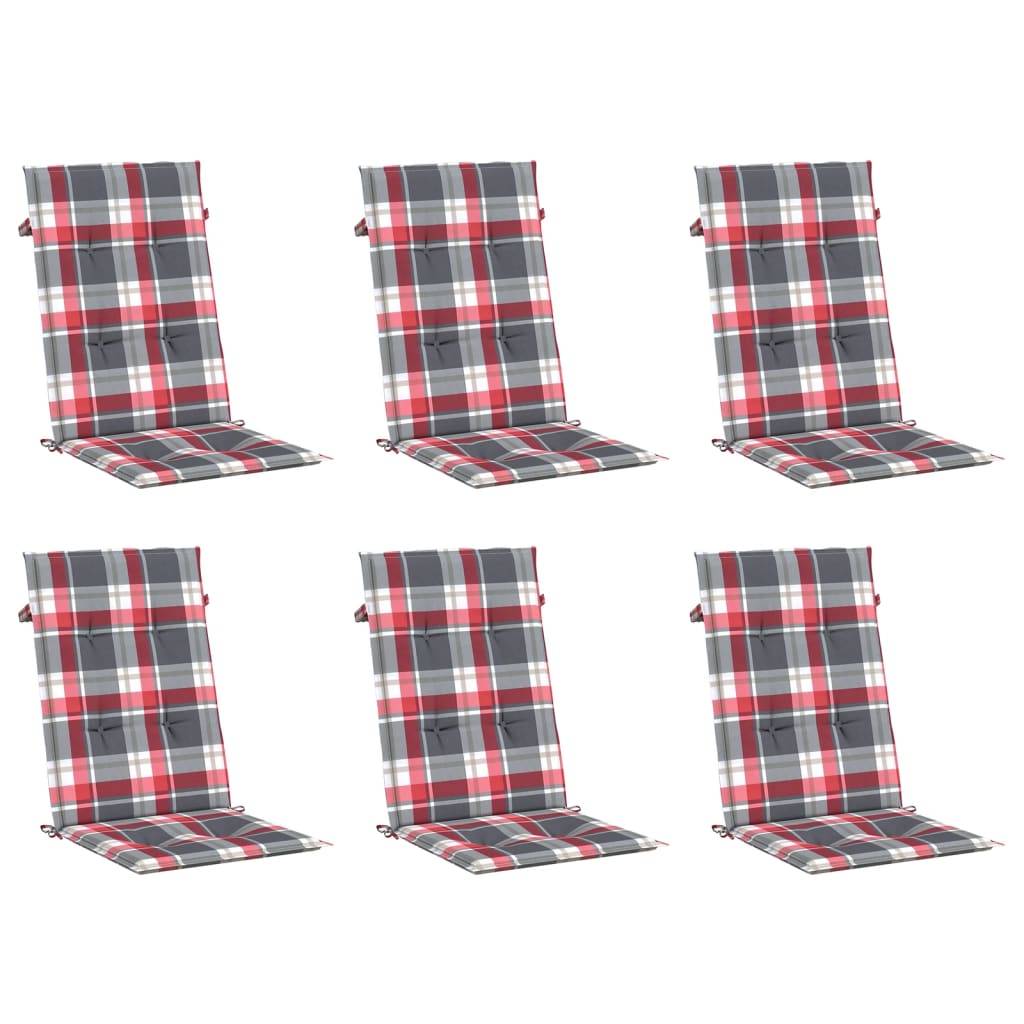 PANGIVO - Coussins de chaise de jardin polyester carreaux rouges 120 x 50 x 3 cm - PANGIVO - Image 3