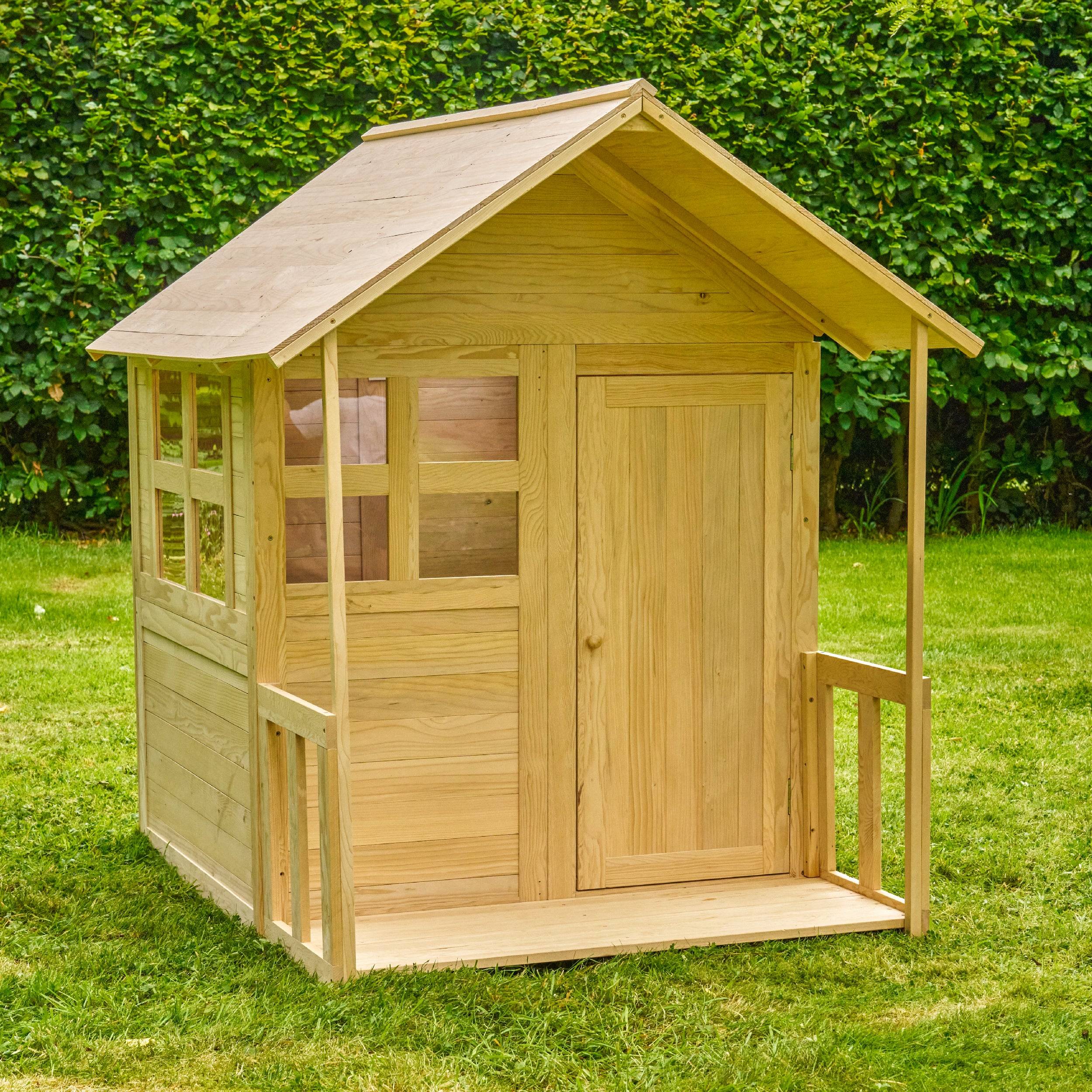 Maisonnette cabane enfant avec plancher et véranda BOUTON D'OR COTTAGE en bois FSC® - Image 4