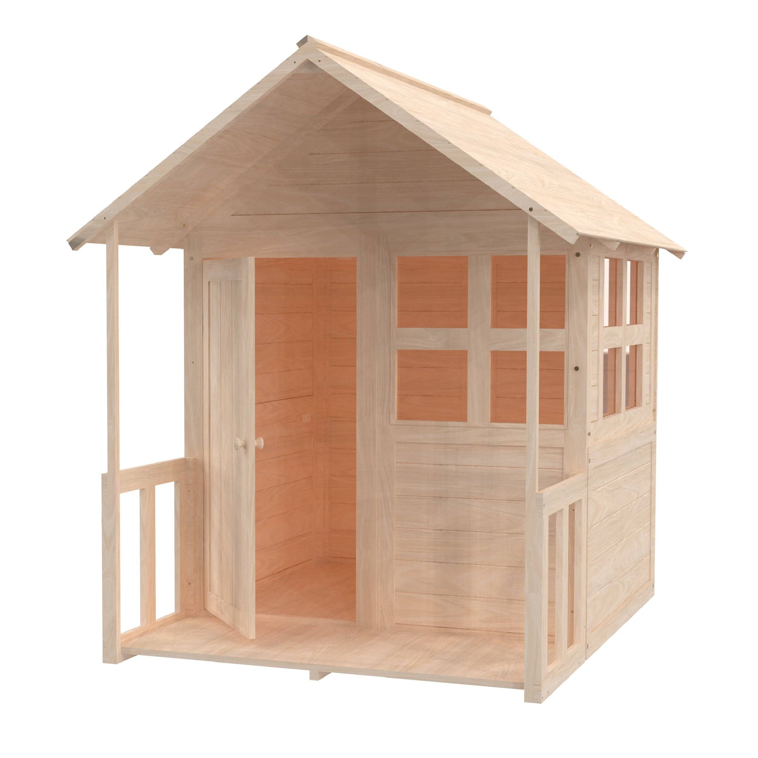 Maisonnette cabane enfant avec plancher et véranda BOUTON D'OR COTTAGE en bois FSC® - Image 10