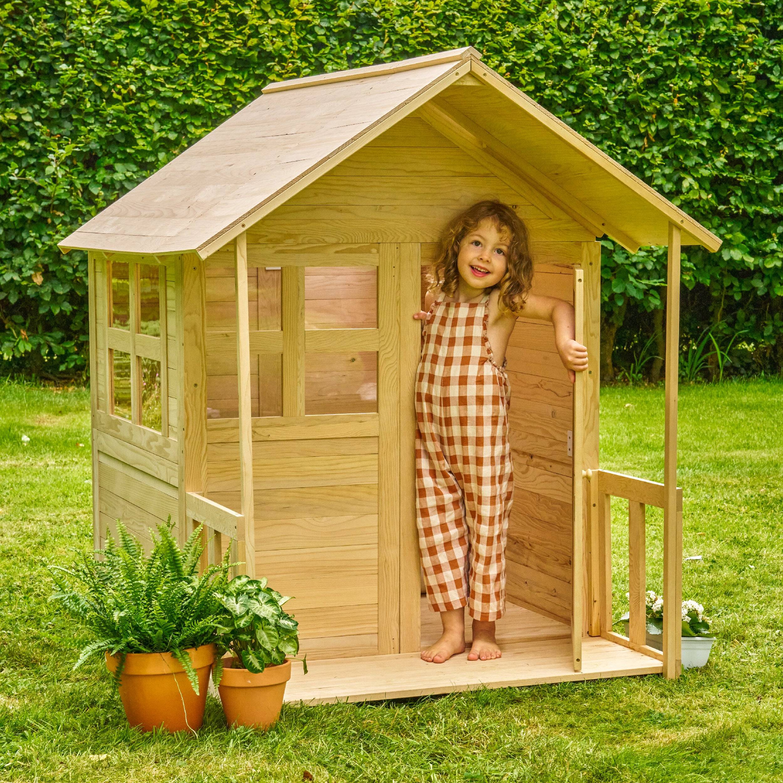 Maisonnette cabane enfant avec plancher et véranda BOUTON D'OR COTTAGE en bois FSC® - Image 1