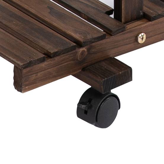Étagère à fleurs bois sapin pour terrasse 6 tablettes avec 4 roulettes 123x33x80cm marron - ComfortXL Outdoor Living - Image 10