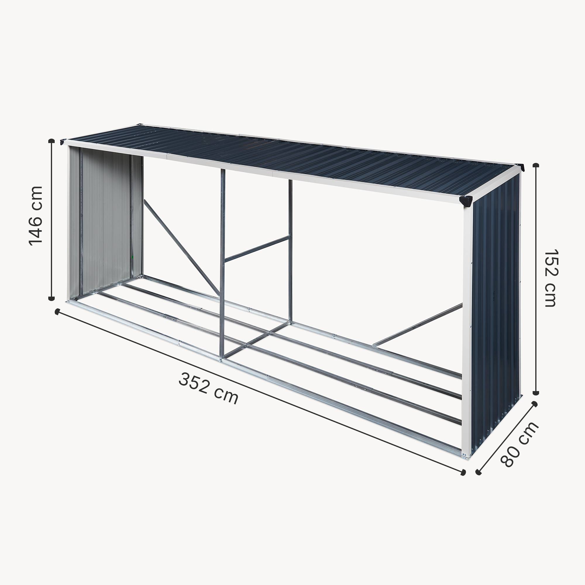 Casa.Pro - Abri-bûches couvert Kalmar 352 x 80 x 152 cm anthracite casa.pro - Image 5