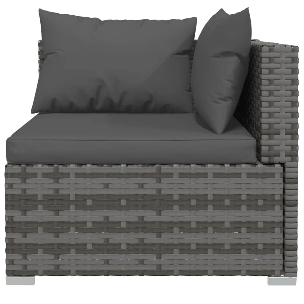 Helloshop26 - Salon de jardin meuble d'extérieur ensemble de mobilier 10 pièces avec coussins résine tressée gris - Image 3