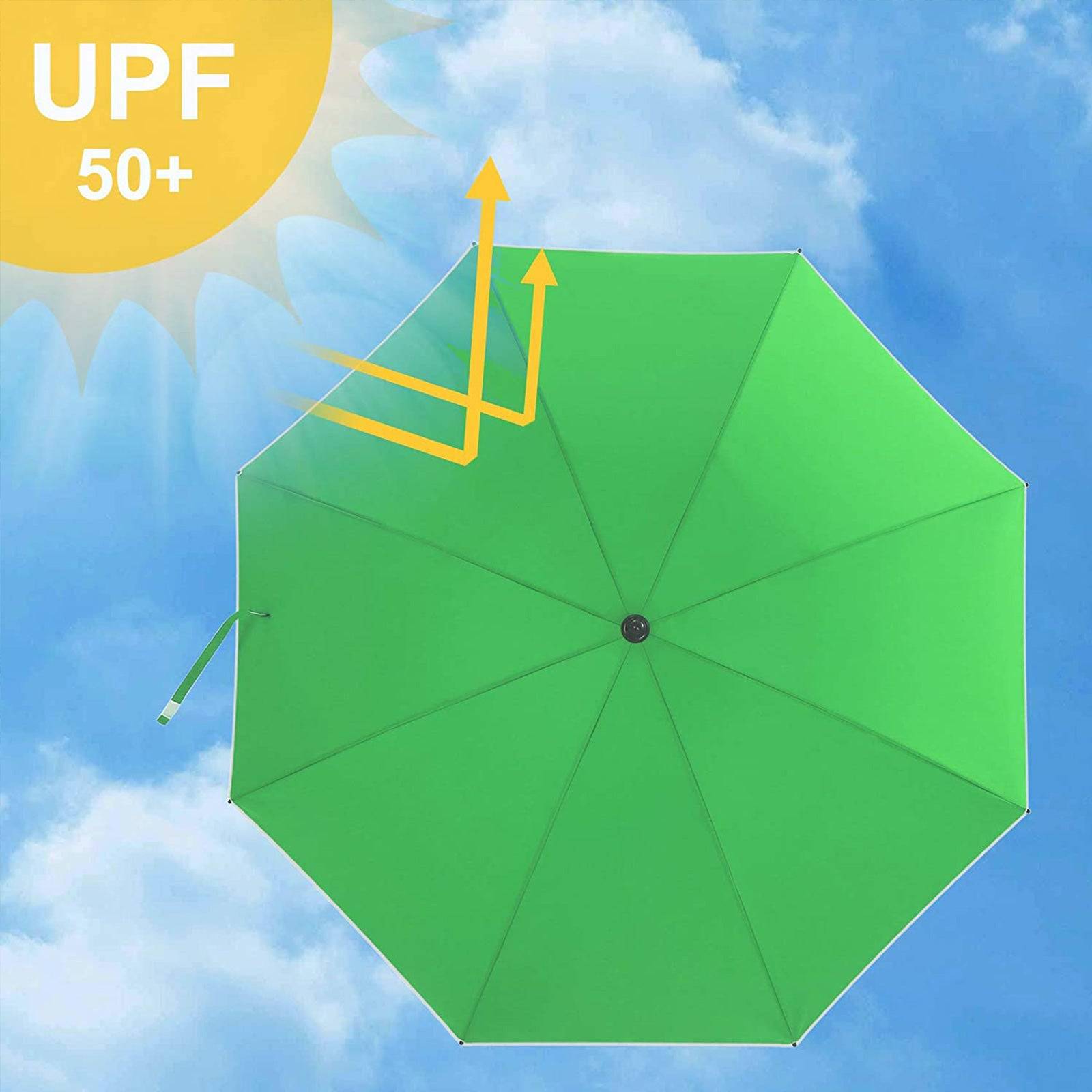 Helloshop26 - Parasol de jardin diamètre 1,6 m ombrelle protection upf 50+ inclinable portable résistant au vent baleines en fibre de verre avec sac vert - Image 2