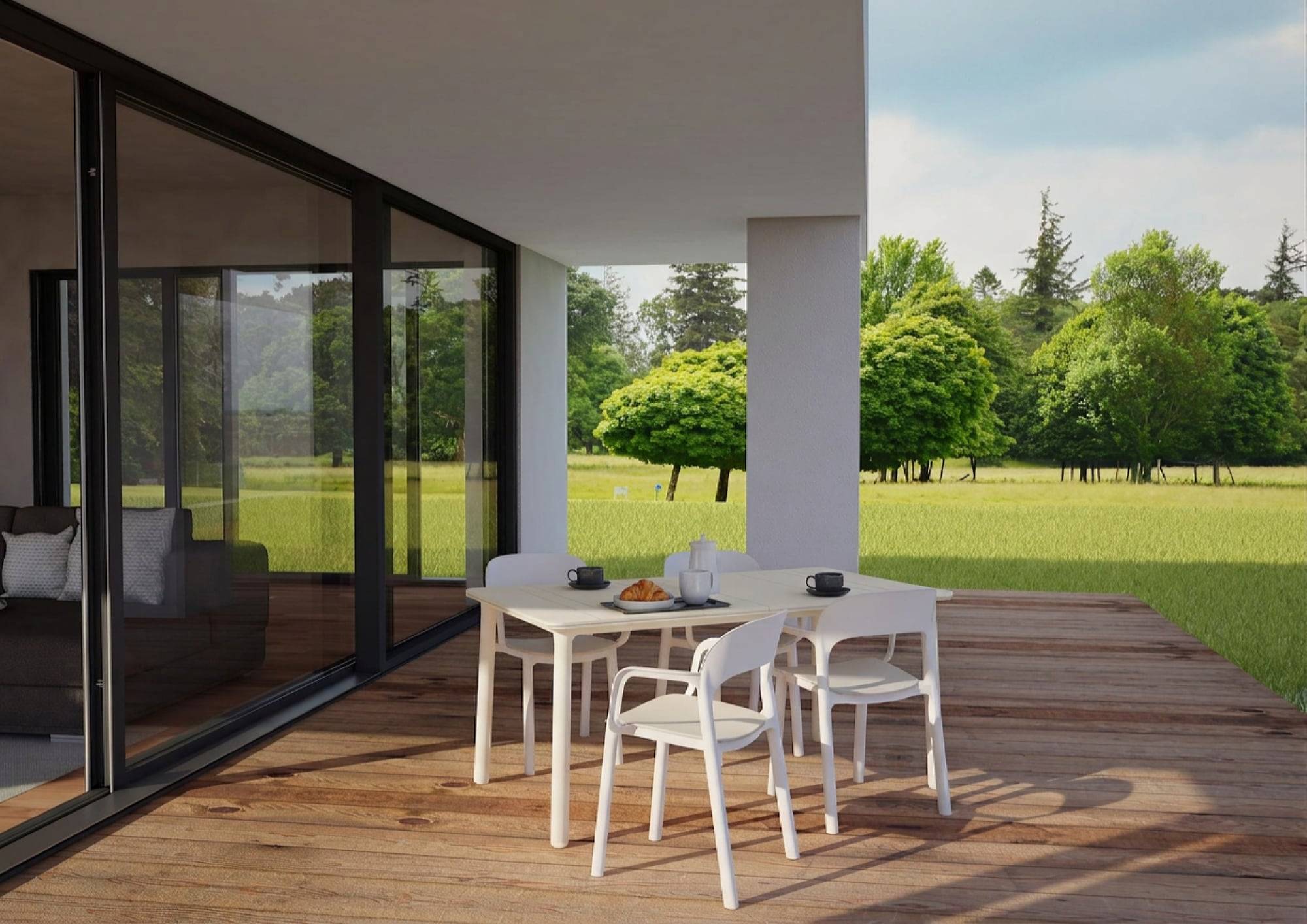 Garbar - Table rectangulaire 160x90 Noa garbar plastique ivoire - Image 5