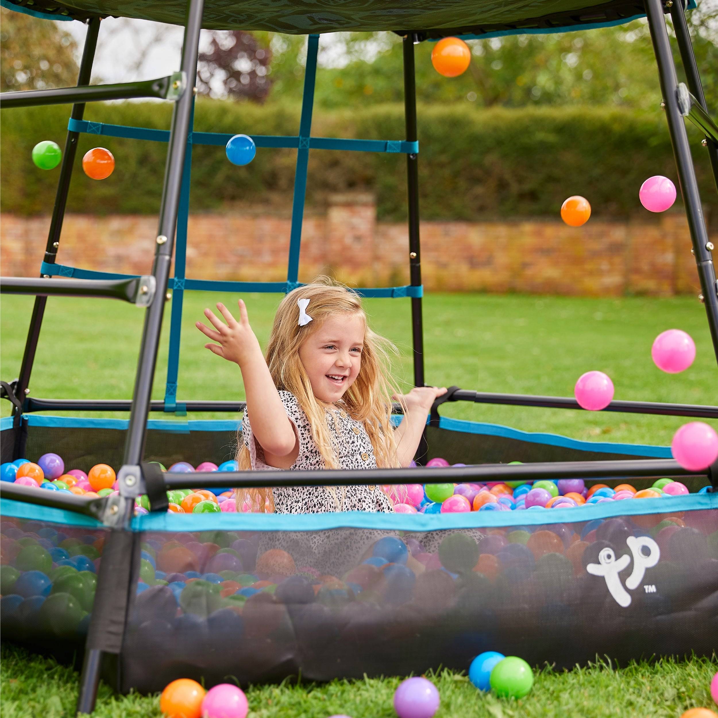 Tp Toys - Aire de jeux métal  EXPLORER TOUR noir - tapis explorer - balançoire - basket - toboggan - piscine à balles h246 cm - Image 9