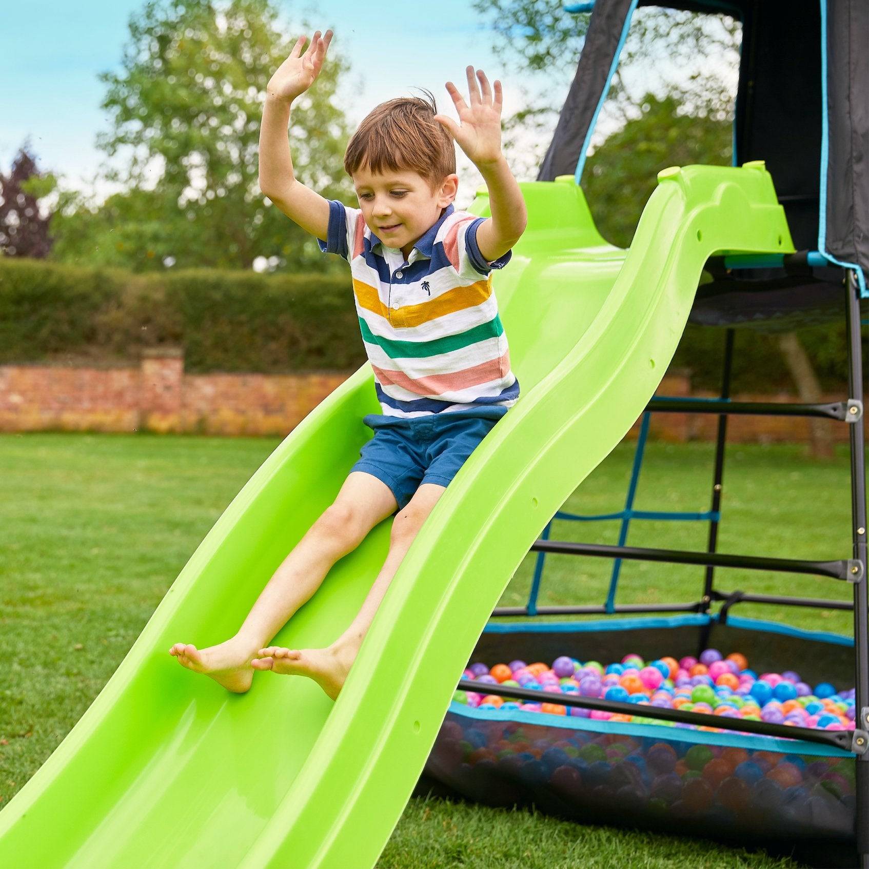 Tp Toys - Aire de jeux métal  EXPLORER TOUR noir - tapis explorer - balançoire - basket - toboggan - piscine à balles h246 cm - Image 8