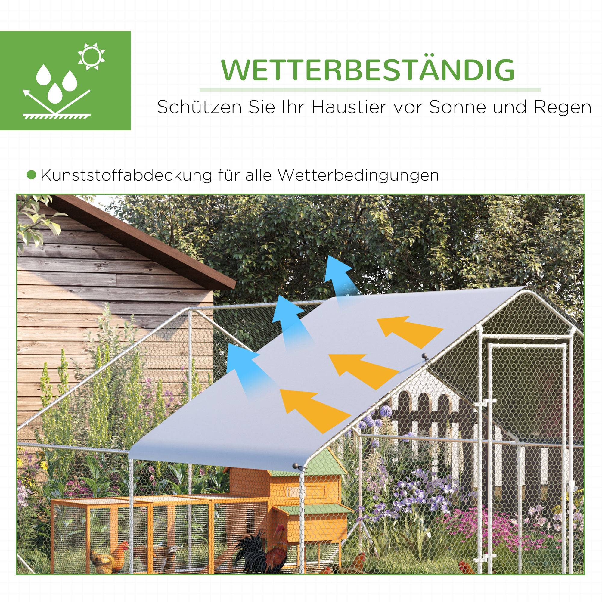 Enclos Poulailler XXL Acier Galvanisé 12m² Volière Extérieure Toit Bâche 3x4m - ComfortXL Pet Living - Image 4