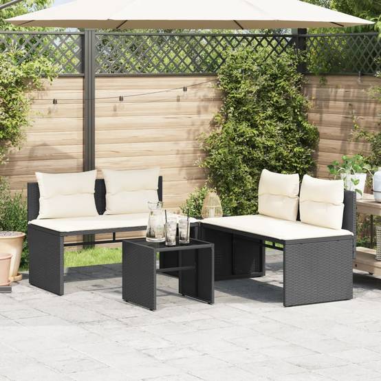 ComfortXL - Salon de jardin 4 places en résine tressée avec coussins et tables Noir – ComfortXL Outdoor Living - Image 3