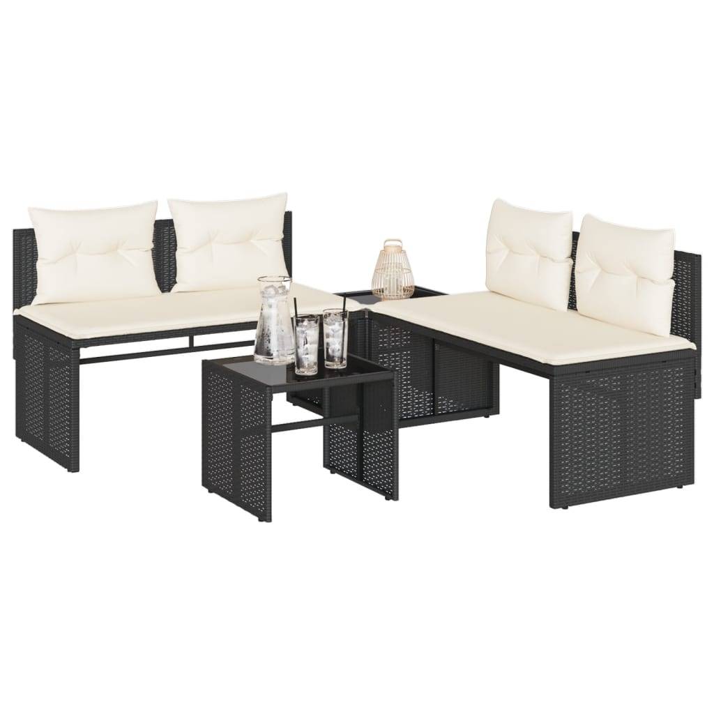 ComfortXL - Salon de jardin 4 places en résine tressée avec coussins et tables Noir – ComfortXL Outdoor Living - Image 1
