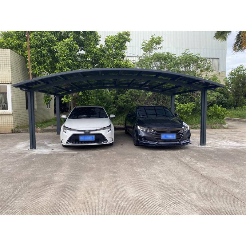 Carport double 30m² aluminium polycarbonate gris anthracite avec gouttières intégrées Eagle X-Metal - Image 3