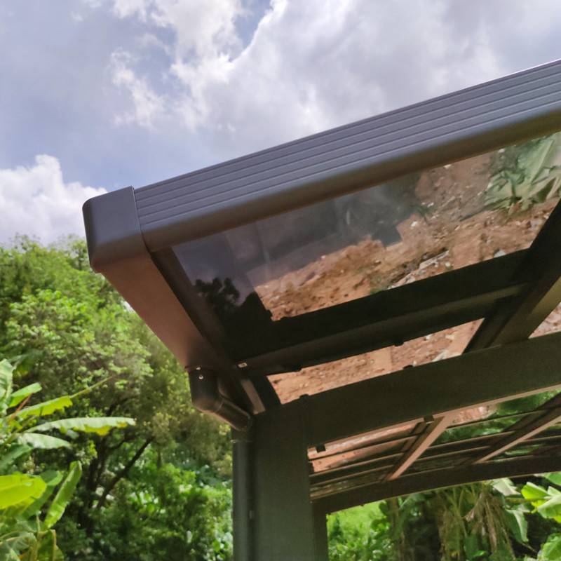 Carport double 30m² aluminium polycarbonate gris anthracite avec gouttières intégrées Eagle X-Metal - Image 5