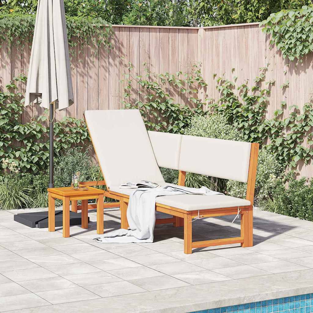 Transat | Bain de soleil | Chaise longue Marron 200 x 57 x 75cm Bois d'acacia massif - Image 3