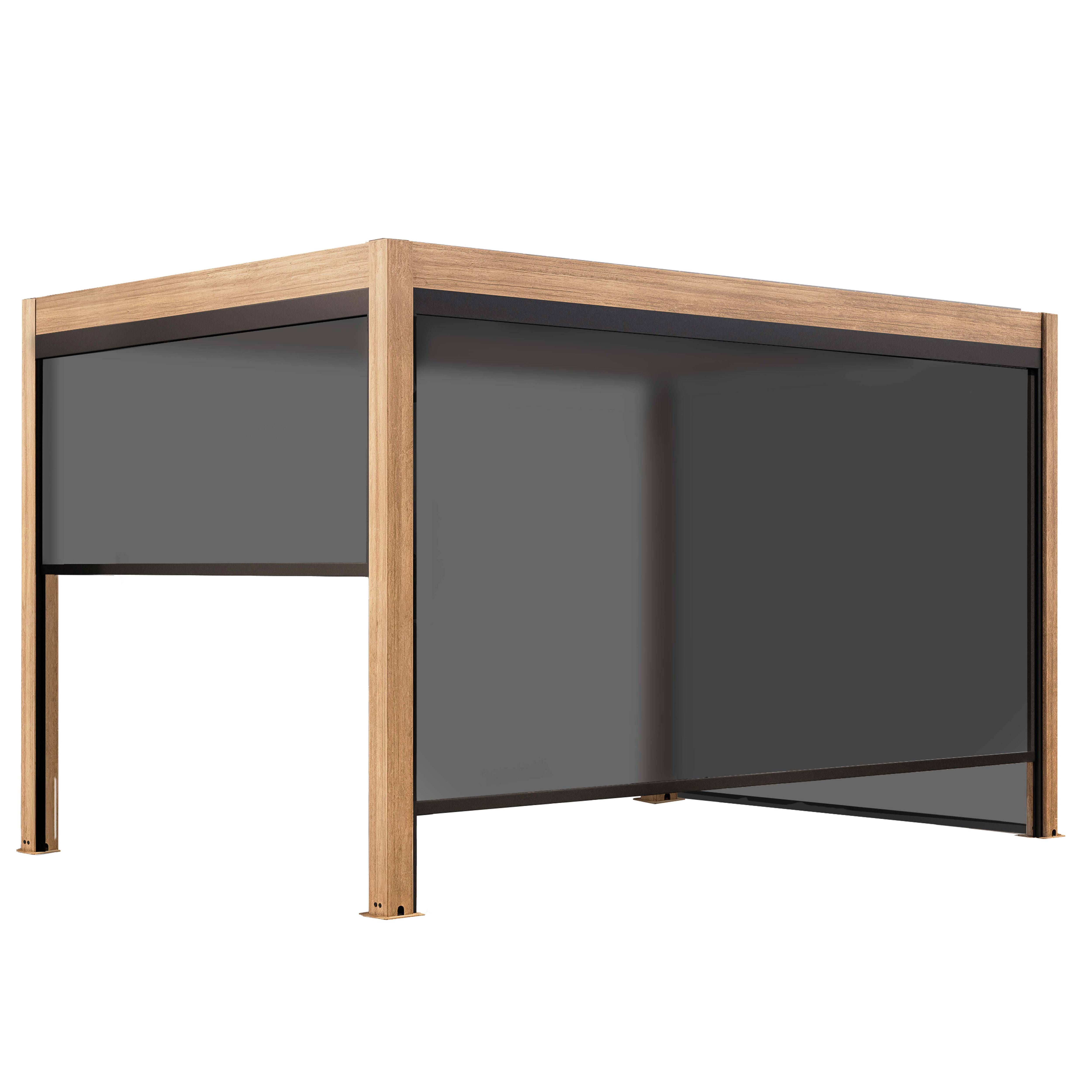 Oviala - Pergola bioclimatique autoportée motorisée éclairée 3x4m et 3 stores Kavala - Oviala - Image 2