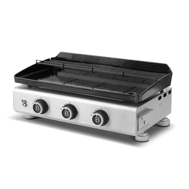 Brasero - Plancha gaz Silvia IIG Evo 3 feux – BRASERO BY FAVEX - 7,95 kW – plaque fonte émaillée 5 mm – 67 x 34 cm – 8 à 10 convives - Image 1