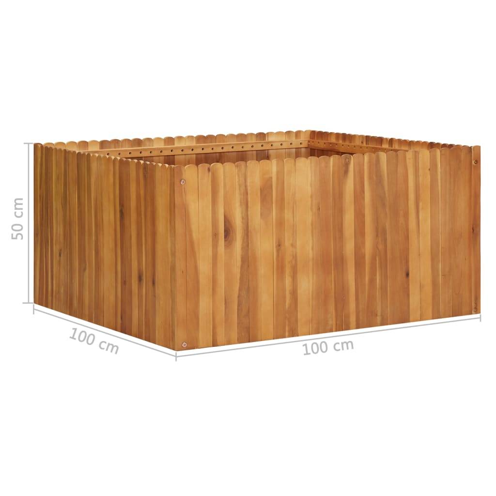 Jardinière lit surélevé plantes fleurs jardin 100 x 100 x 50 cm bois massif d'acacia - Image 6