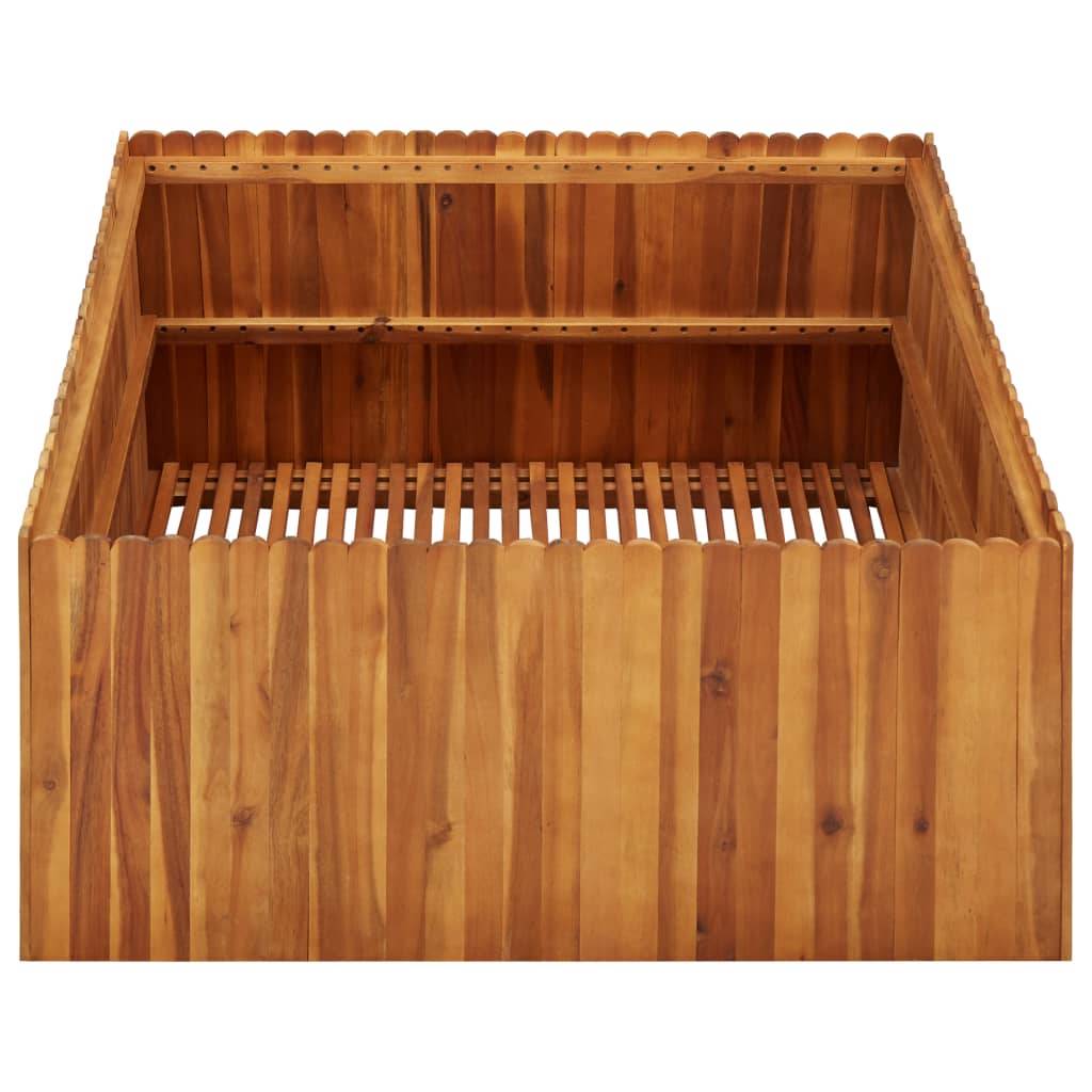 Jardinière lit surélevé plantes fleurs jardin 100 x 100 x 50 cm bois massif d'acacia - Image 3