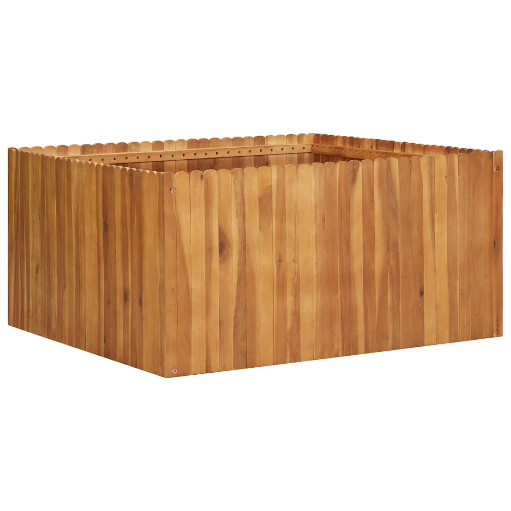 Jardinière lit surélevé plantes fleurs jardin 100 x 100 x 50 cm bois massif d'acacia - Image 1