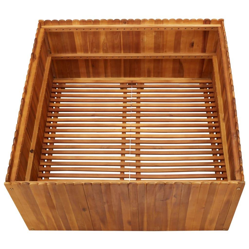 Jardinière lit surélevé plantes fleurs jardin 100 x 100 x 50 cm bois massif d'acacia - Image 4