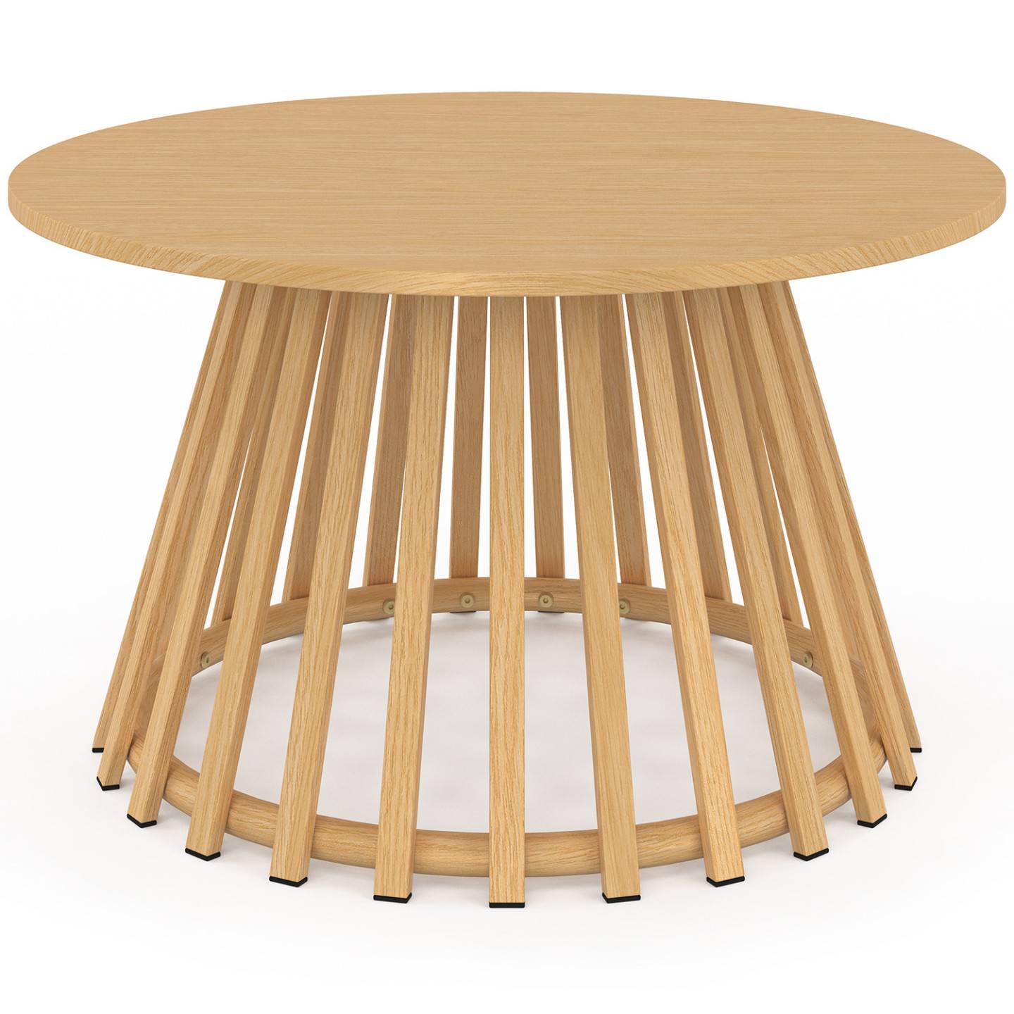 IDMARKET - Table basse de jardin ronde 70 cm SOLAL avec pied lattes en métal effet bois - Image 3