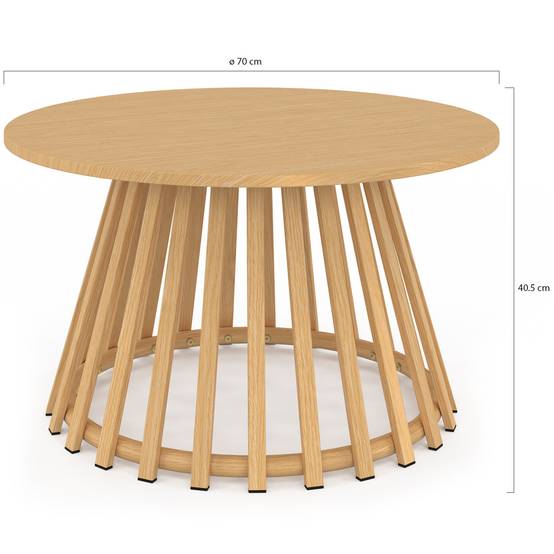IDMARKET - Table basse de jardin ronde 70 cm SOLAL avec pied lattes en métal effet bois - Image 4