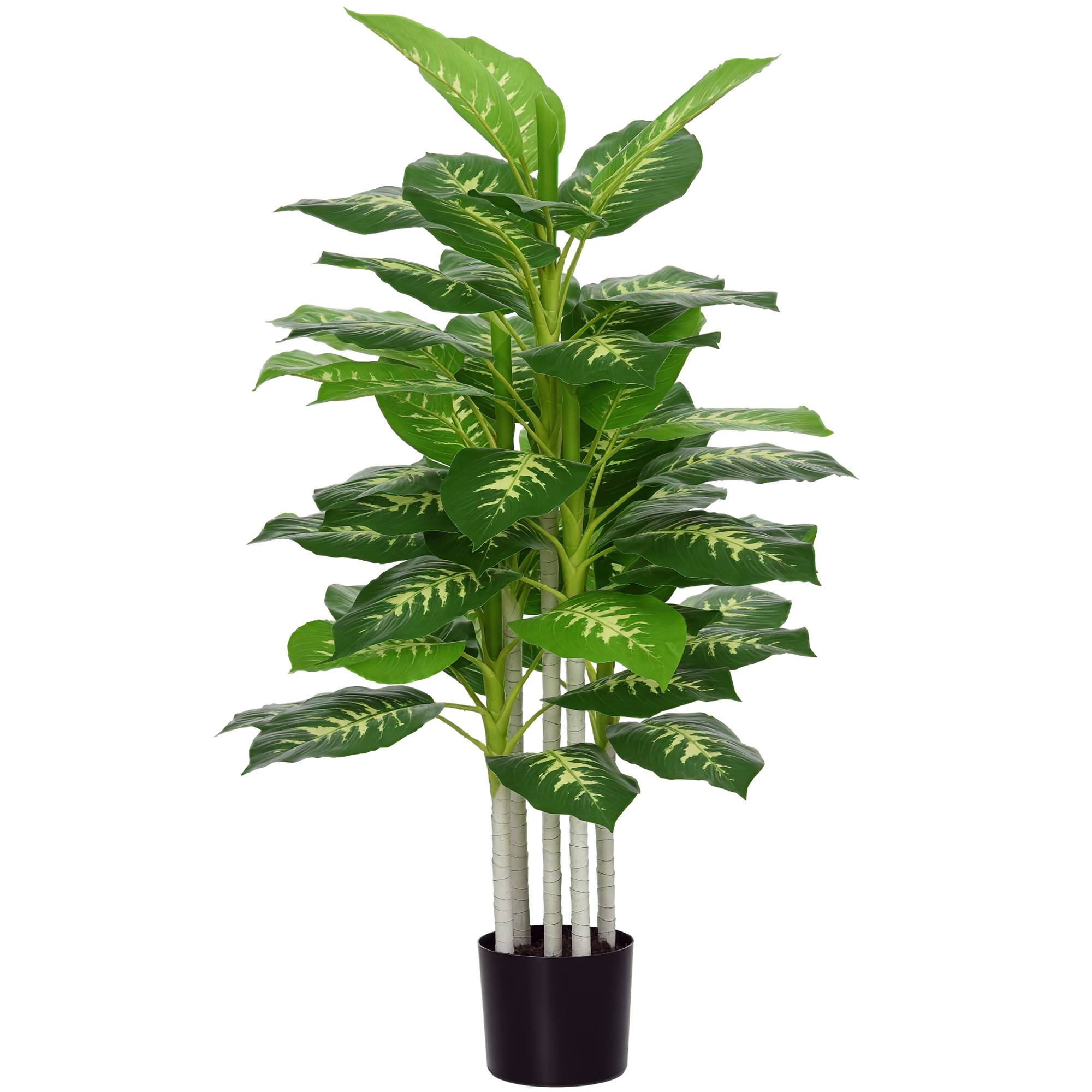 Plante artificielle calathea hauteur 120 cm pot ciment 53 feuilles - intérieur - Image 1