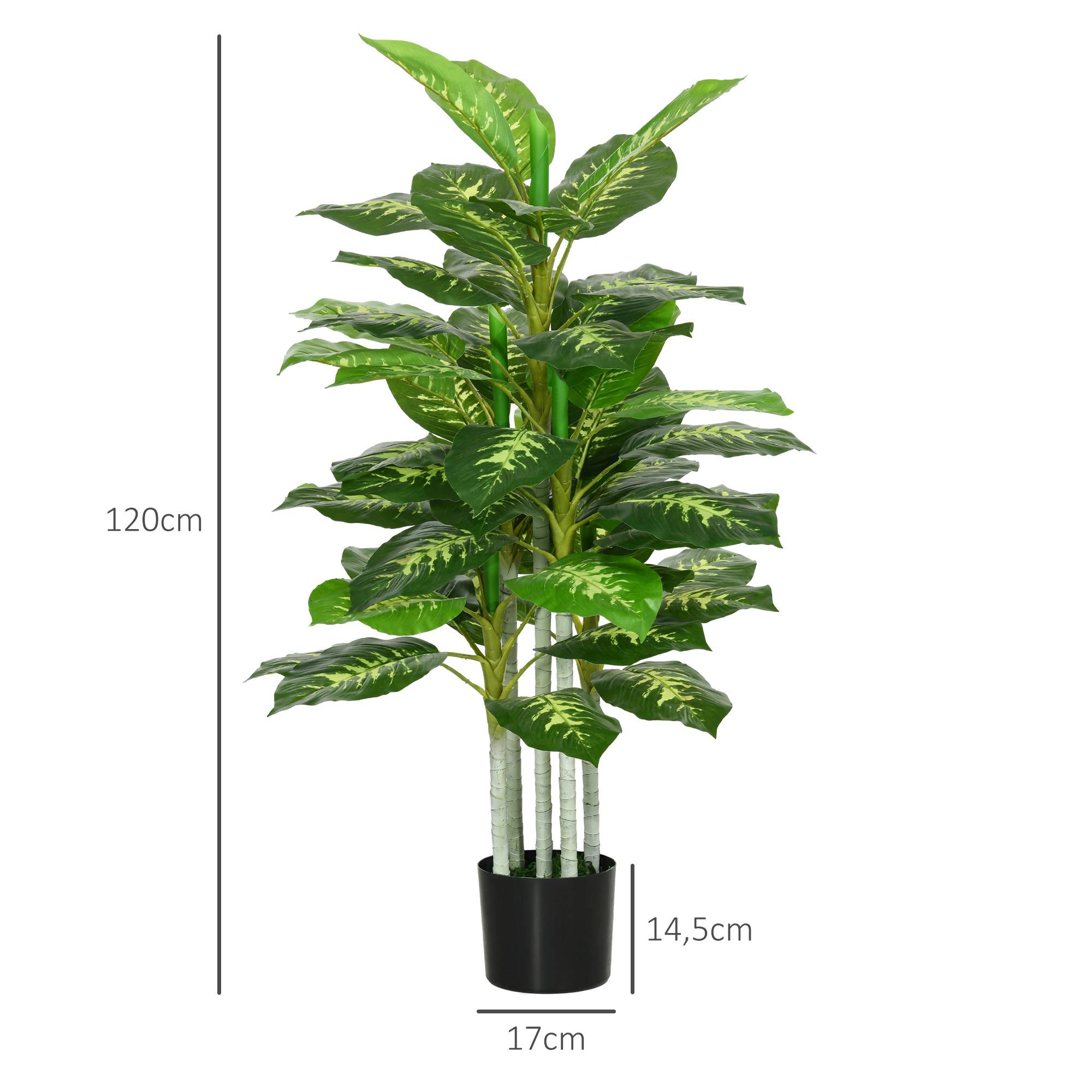 Plante artificielle calathea hauteur 120 cm pot ciment 53 feuilles - intérieur - Image 5
