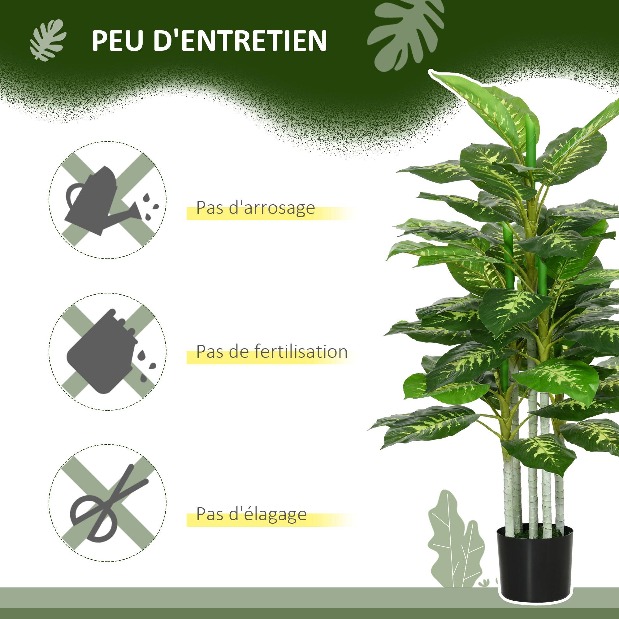 Plante artificielle calathea hauteur 120 cm pot ciment 53 feuilles - intérieur - Image 8
