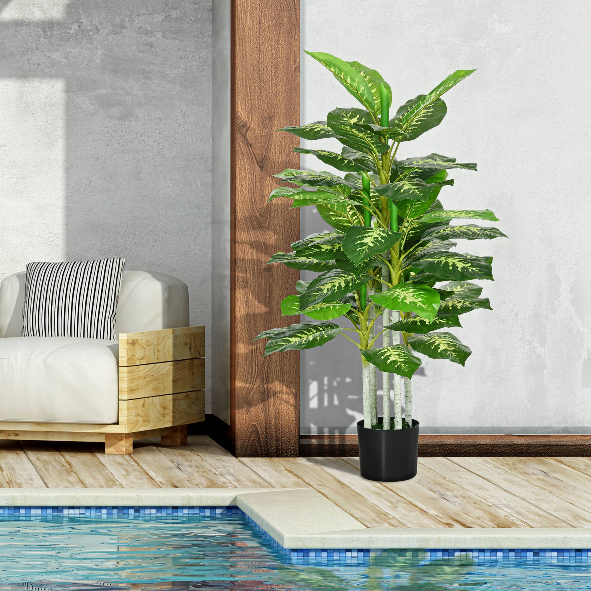 Plante artificielle calathea hauteur 120 cm pot ciment 53 feuilles - intérieur - Image 6