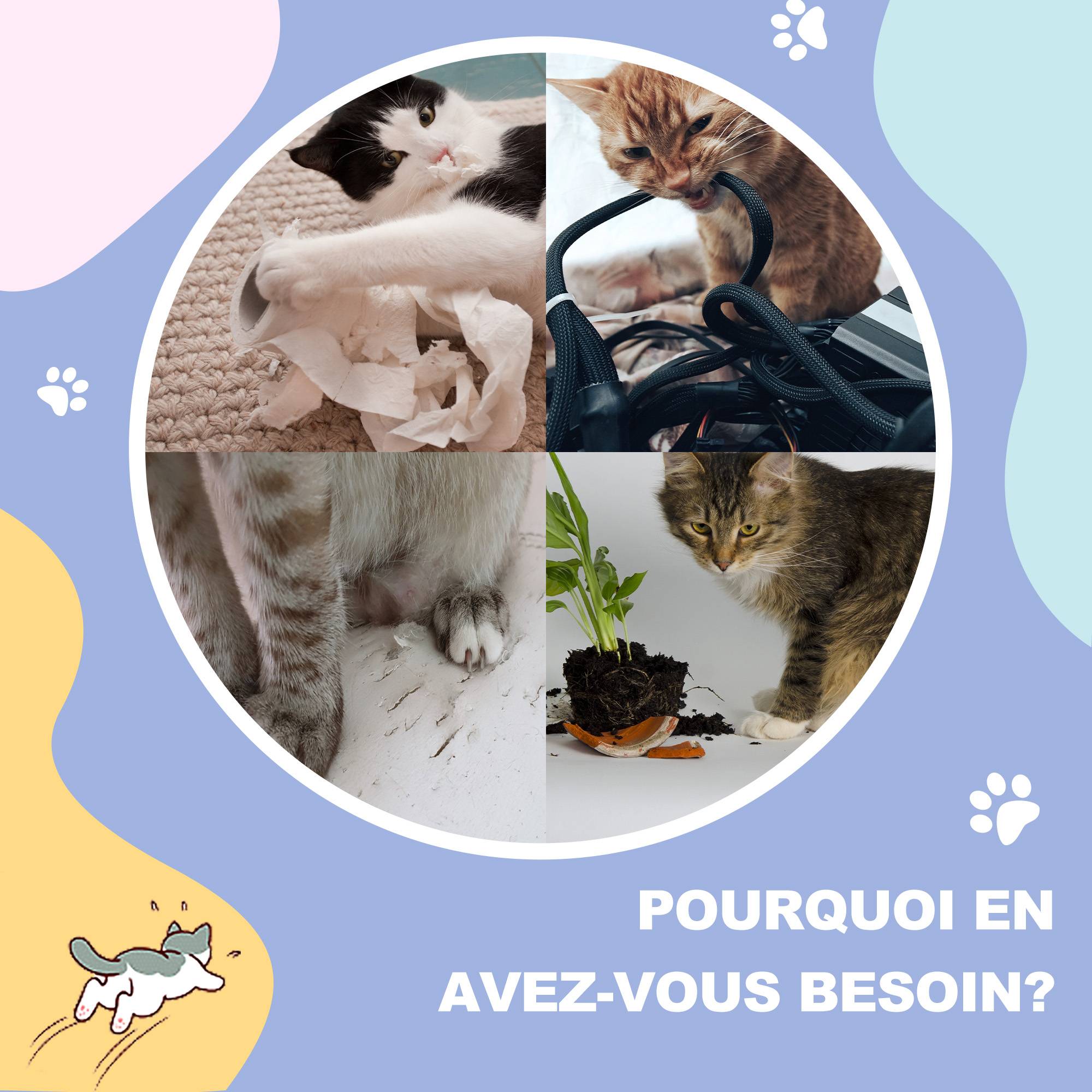 Sans Marque - Tunnel pour chat intérieur jouets pour chats avec balle suspendue entrées multiples en sisal 98 x 30 x 30 cm crème - Image 9