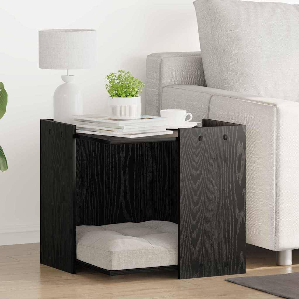 Meuble cache-litière pour chat design moderne en bois pour intérieur Chêne Noir – ComfortXL Pet Living