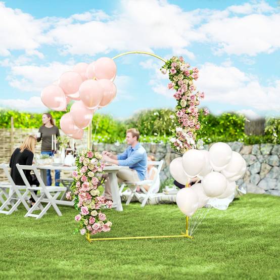 Arche de jardin métal cérémonie mariage support floral 120x40x220cm doré - ComfortXL Outdoor Living - Image 3