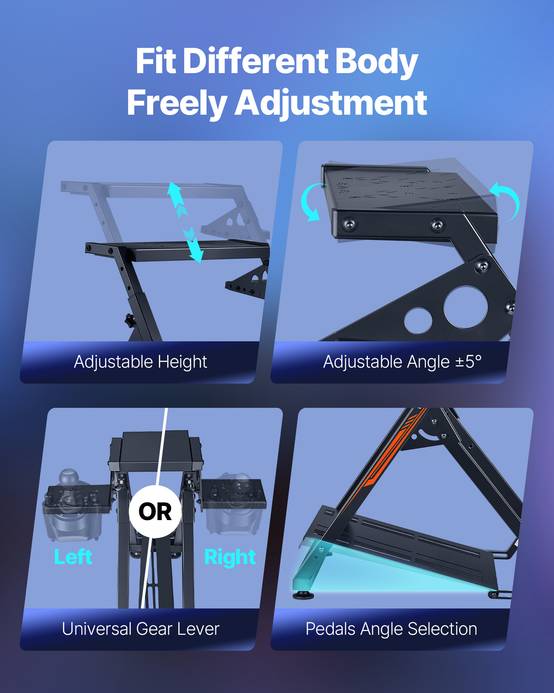 VEVOR Support volant course cockpit pliable. Compatible Logitech, Thrustmaster. Pédales non incluses. - Image 4