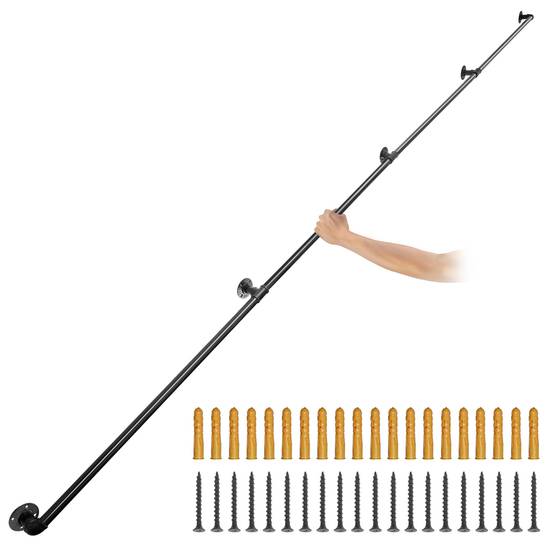 VEVOR Rampe murale 3.96m, acier, charge 200kg/tube, 4 tubes 32mm, 5 supports, intérieur/extérieur. - Image 1