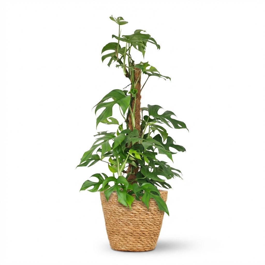 Monstera Minima avec tuteur - Monstera Rhaphidophora tetrasperma - Pot de 19cm - Hauteur 90cm - Panier - Plantes d'intérieur - Image 1