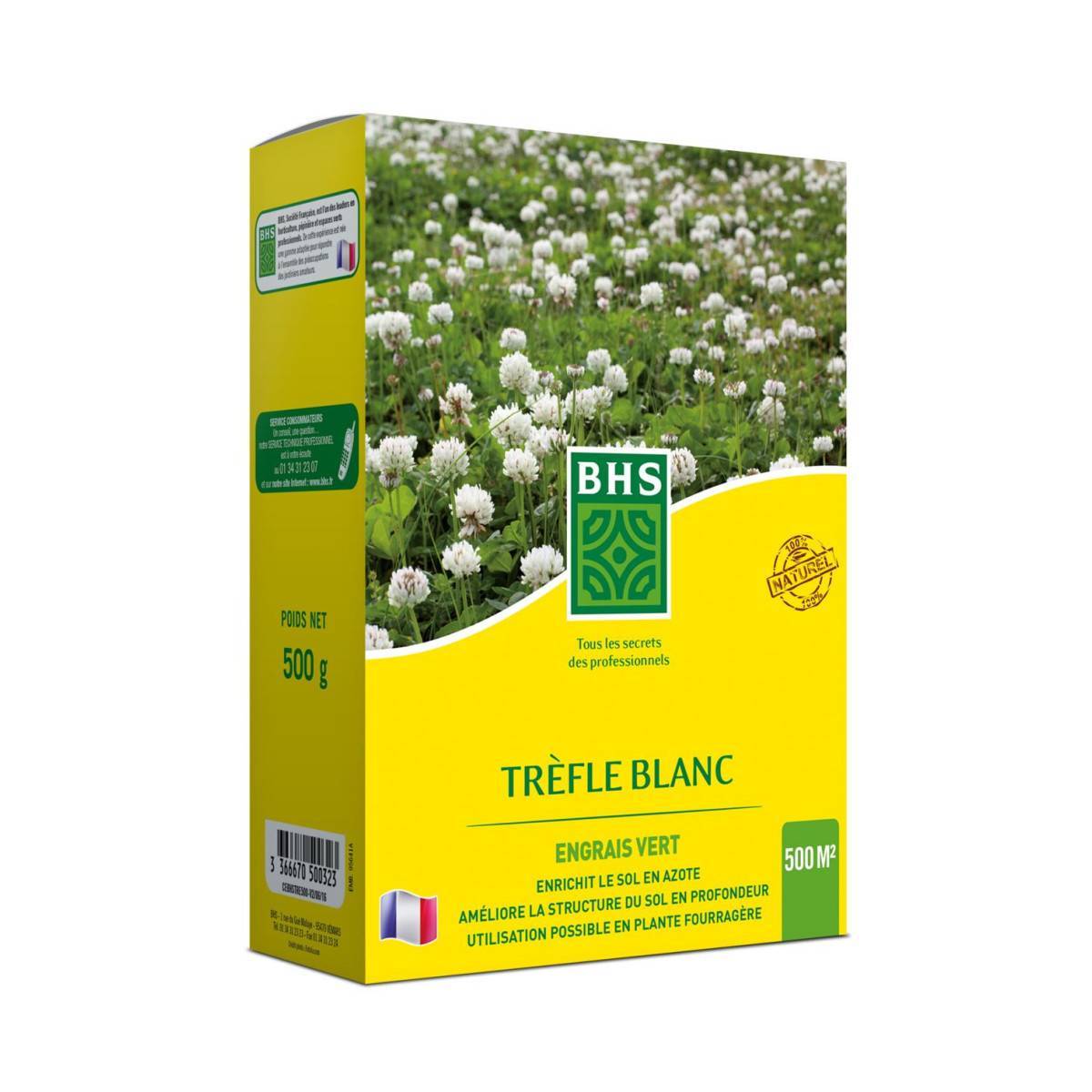 BHS - Trefle Blanc BHS , carton de 500grs , 500m²