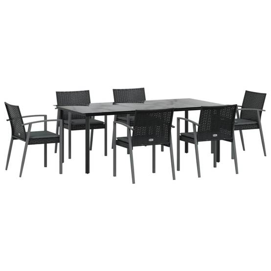 Ensemble Table et Chaises de Jardin pour 6 en Polyrotin Noir, Table XXL 200cm avec Plateau Verre – ComfortXL Outdoor Living - Image 3