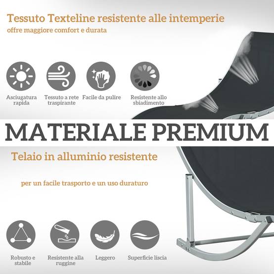 Lot de 2 transats de jardin pliables aluminium et textilène, 61x165x63 cm, noir - Image 8