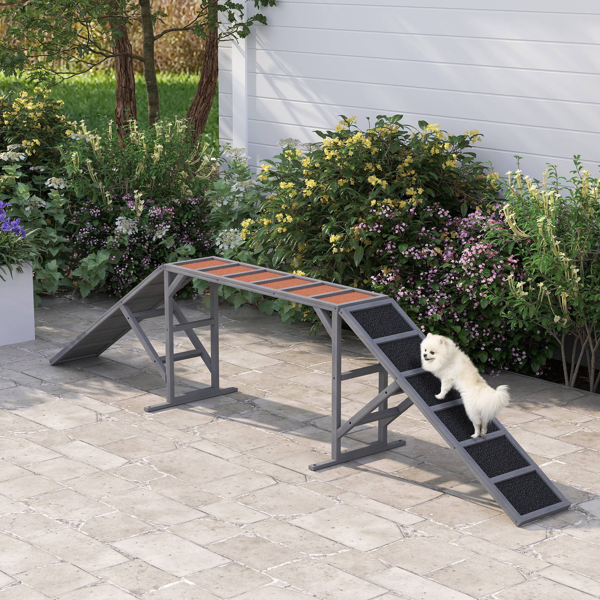 ComfortXL - Passerelle agilité chien en bois de sapin 335 x 55 x 60 cm grise antidérapante - ComfortXL Outdoor Living - Image 3