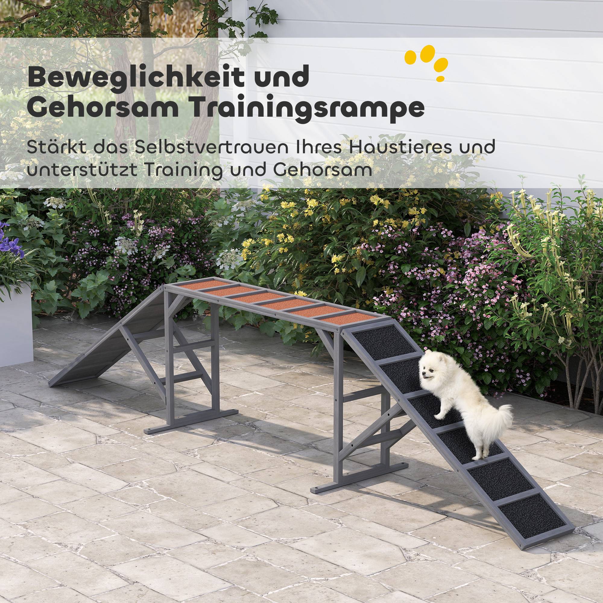 ComfortXL - Passerelle agilité chien en bois de sapin 335 x 55 x 60 cm grise antidérapante - ComfortXL Outdoor Living - Image 6