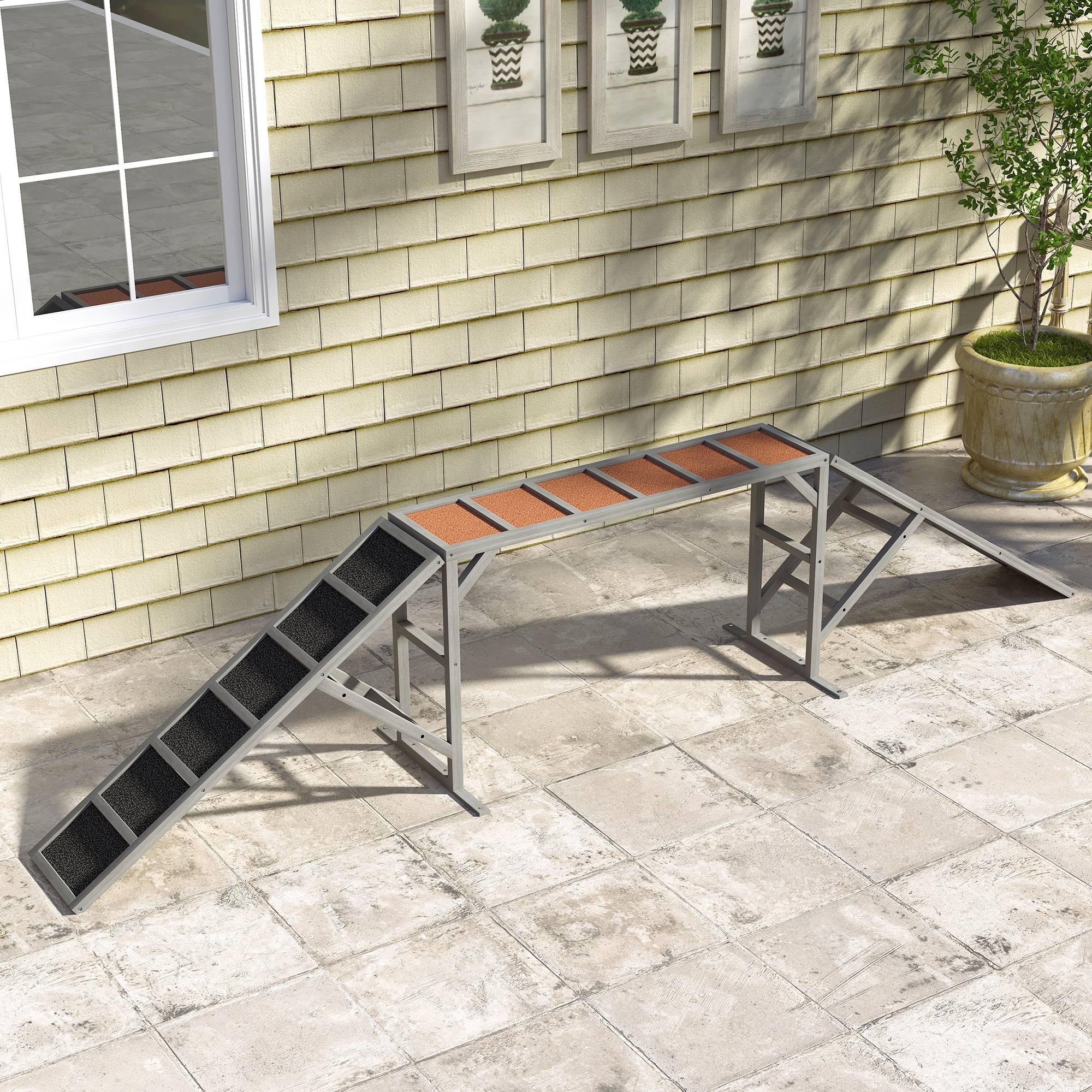 ComfortXL - Passerelle agilité chien en bois de sapin 335 x 55 x 60 cm grise antidérapante - ComfortXL Outdoor Living - Image 9