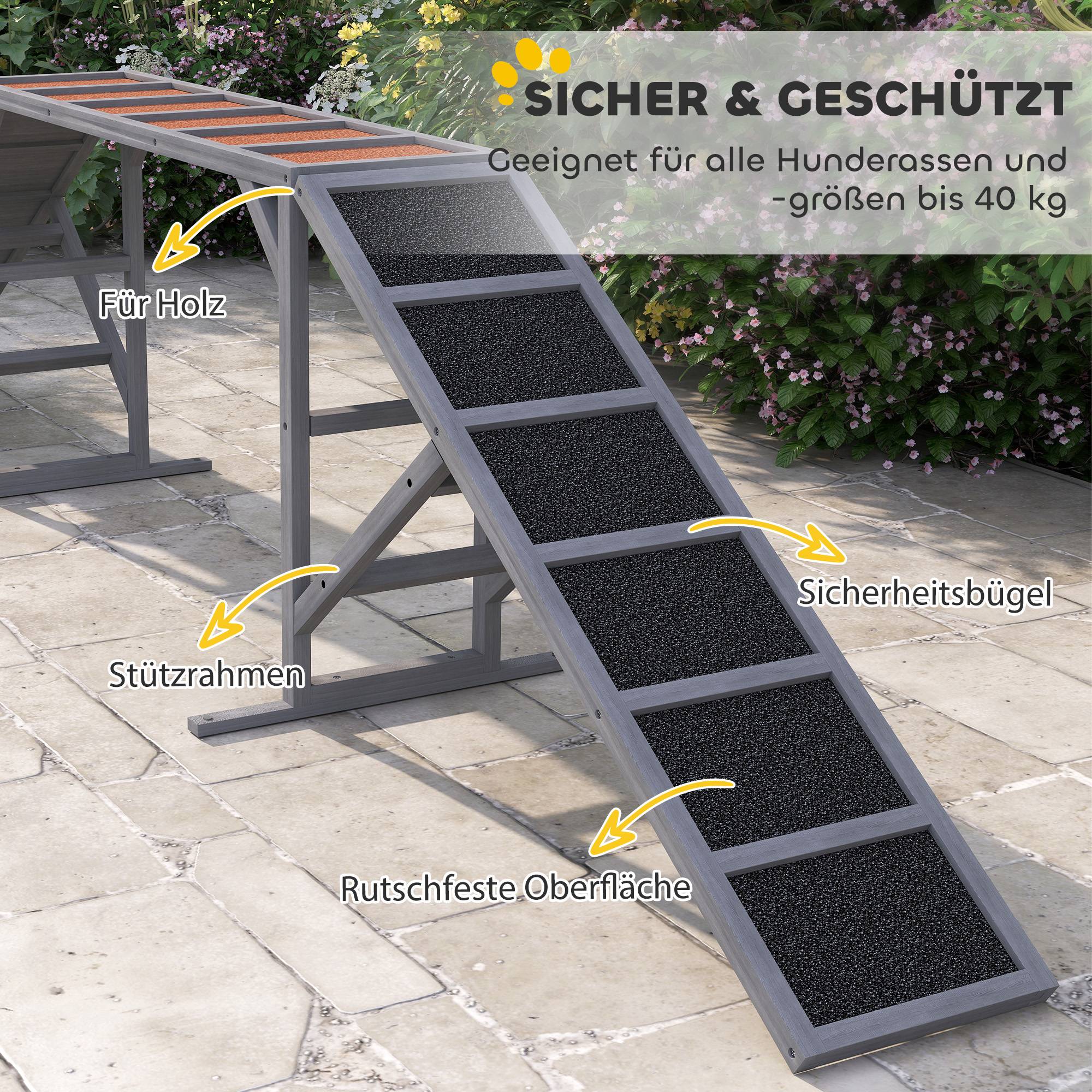 ComfortXL - Passerelle agilité chien en bois de sapin 335 x 55 x 60 cm grise antidérapante - ComfortXL Outdoor Living - Image 8
