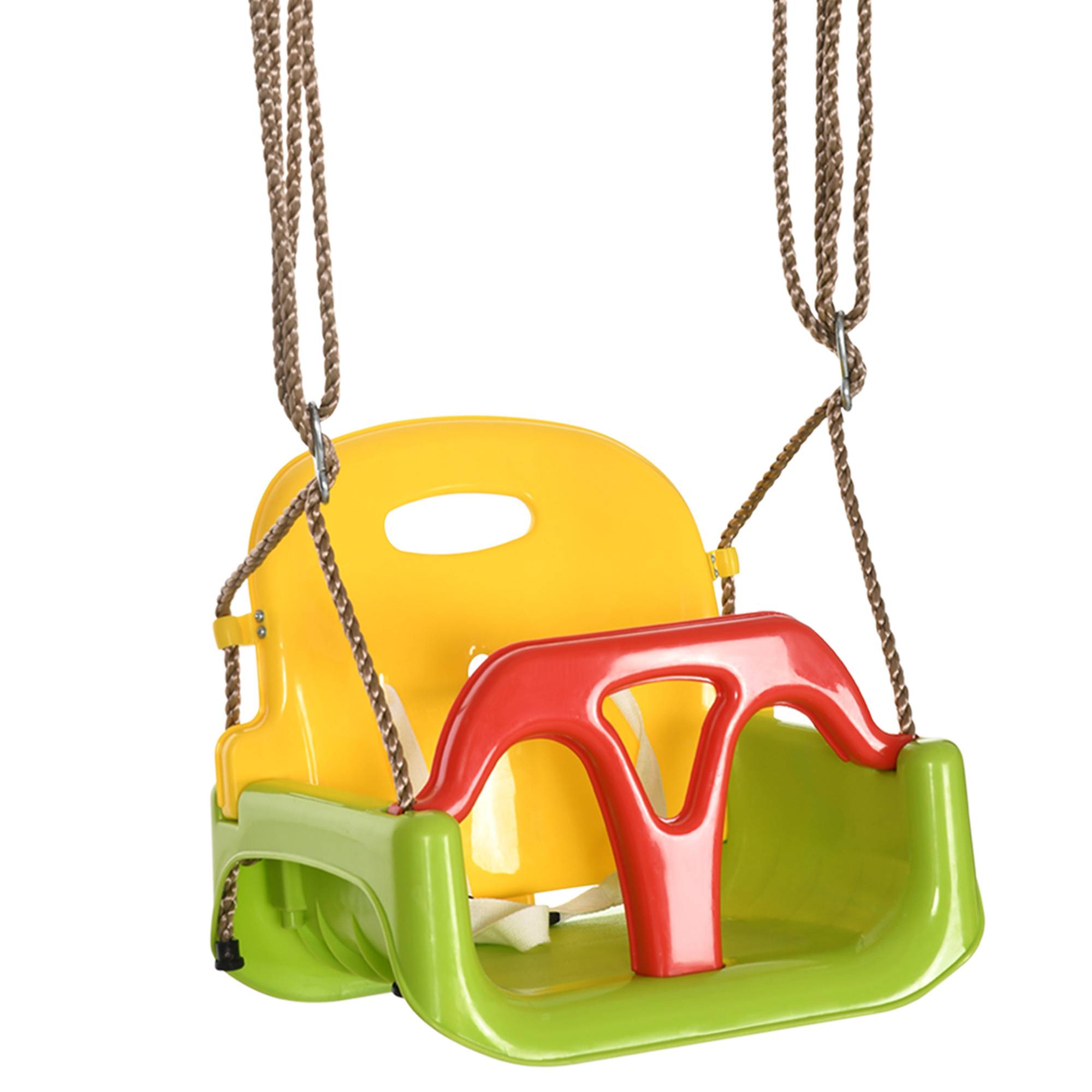 Siège de balançoire évolutif 3-en-1 enfant, dossier et barre T amovibles, hauteur ajustable, utilisable en intérieur et extérieur - Image 10