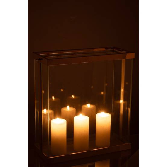 Support à bougies en verre doré 41.5x18x45 cm - J-Line - Image 1