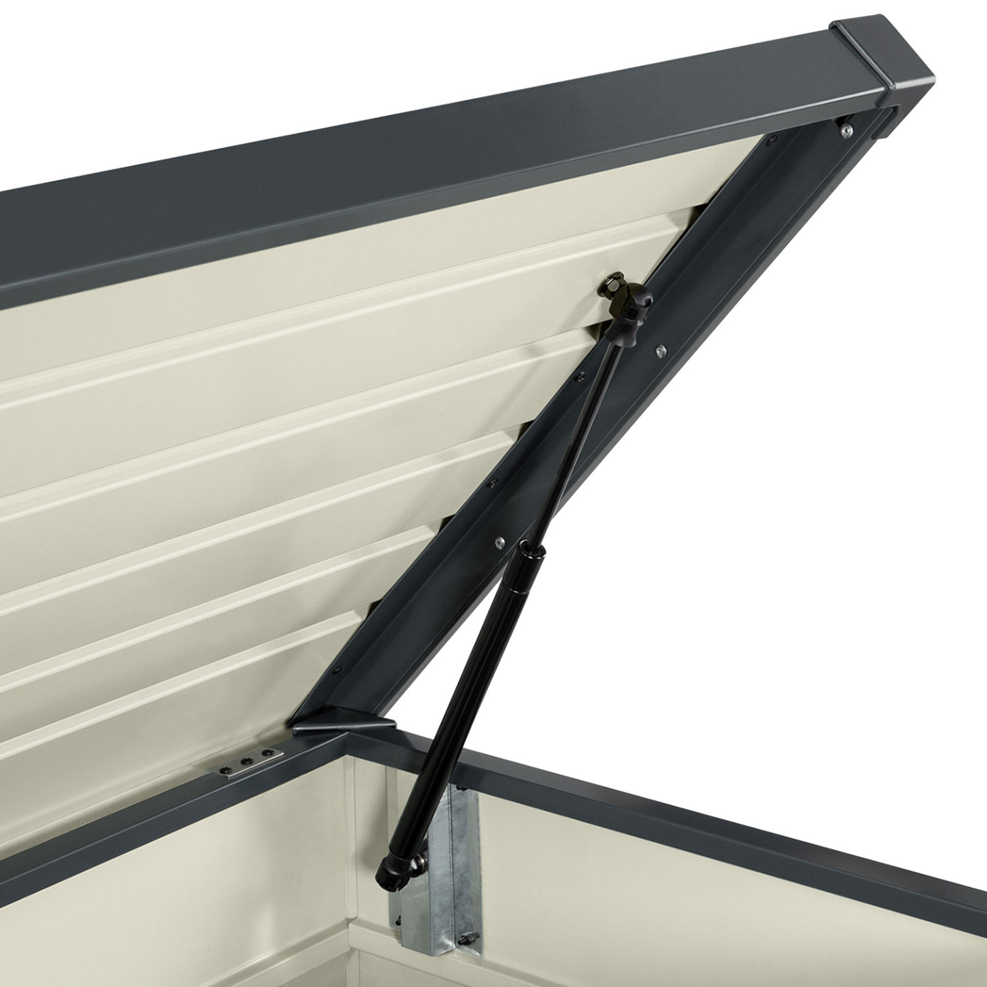 Coffre de rangement métal verrouillable gris anthracite pour jardin 600L 165x70x63 cm - Image 6