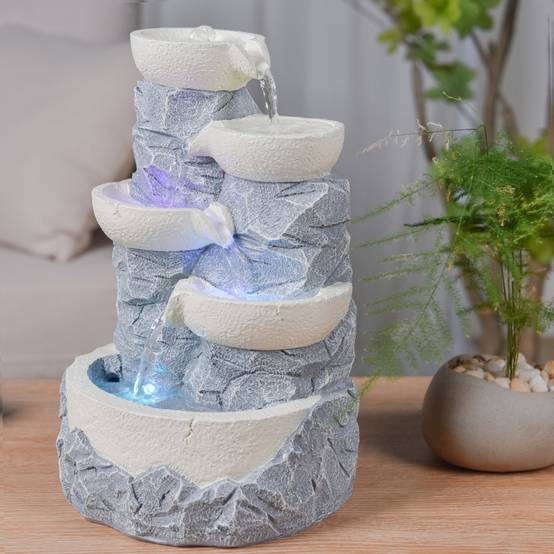 Zen Light - Fontaine d'Intérieur Ganda - Fontaine Cascade - Fontaine Zen - Décoration Ambiance Relaxante Méditation - H 30cm – Zen'Light - Image 6