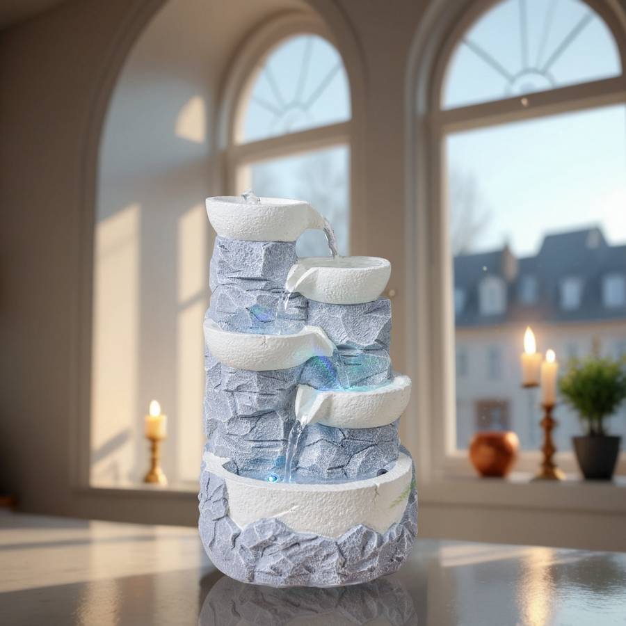 Zen Light - Fontaine d'Intérieur Ganda - Fontaine Cascade - Fontaine Zen - Décoration Ambiance Relaxante Méditation - H 30cm – Zen'Light - Image 1
