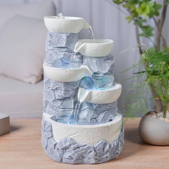 Zen Light - Fontaine d'Intérieur Ganda - Fontaine Cascade - Fontaine Zen - Décoration Ambiance Relaxante Méditation - H 30cm – Zen'Light - Image 4